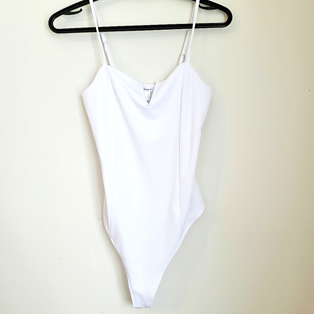 White bodysuit with adjustable straps